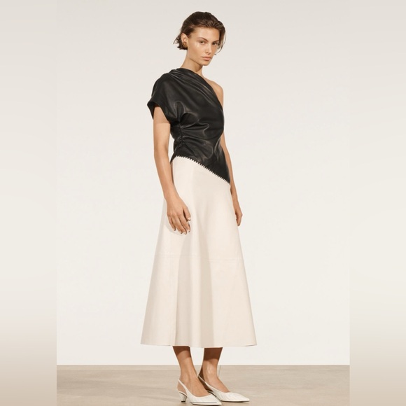 Zara Dresses & Skirts - ZARA GENUINE LEATHER ASYMMETRIC DRESS LIMITED EDITION SZ XS